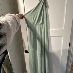 Chic One-Shoulder Mint Dress